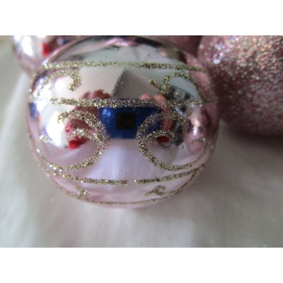 Assorted Light Pink Shatterproof Ornaments Glitter Glossy Scroll GUC Twelve - Picture 6 of 15